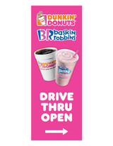 DD & BR 3'x8' Lamppost Banner "Drive Thru Open" Arrow