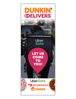 Dunkin' 3'x8' Lamppost Banner "Dunkin' Delivers Uber Eats"