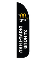 McDonald's 3'x13' Feather Dancer Flag "24 Hour Drive Thru" Black
