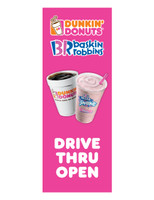 DD & BR 3'x8' Lamppost Banner "Drive Thru Open"