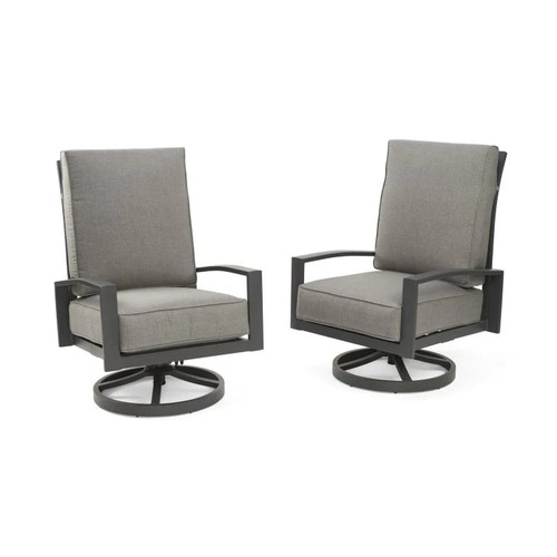 Outdoor Greatroom Cast Slate Lyndale Highback Swivel Rocking Chairs LSR-CS