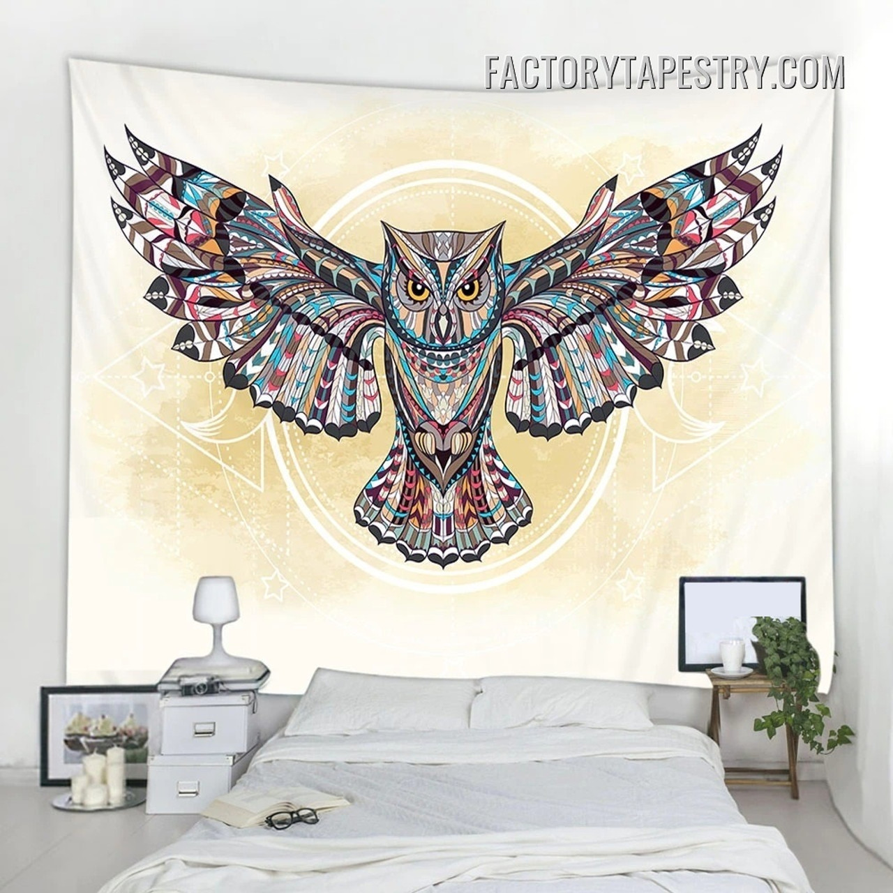 Owl Mandala Tapestry Bird Pattern Wall Art Tapestries for Living Room Home Dorm Décor
