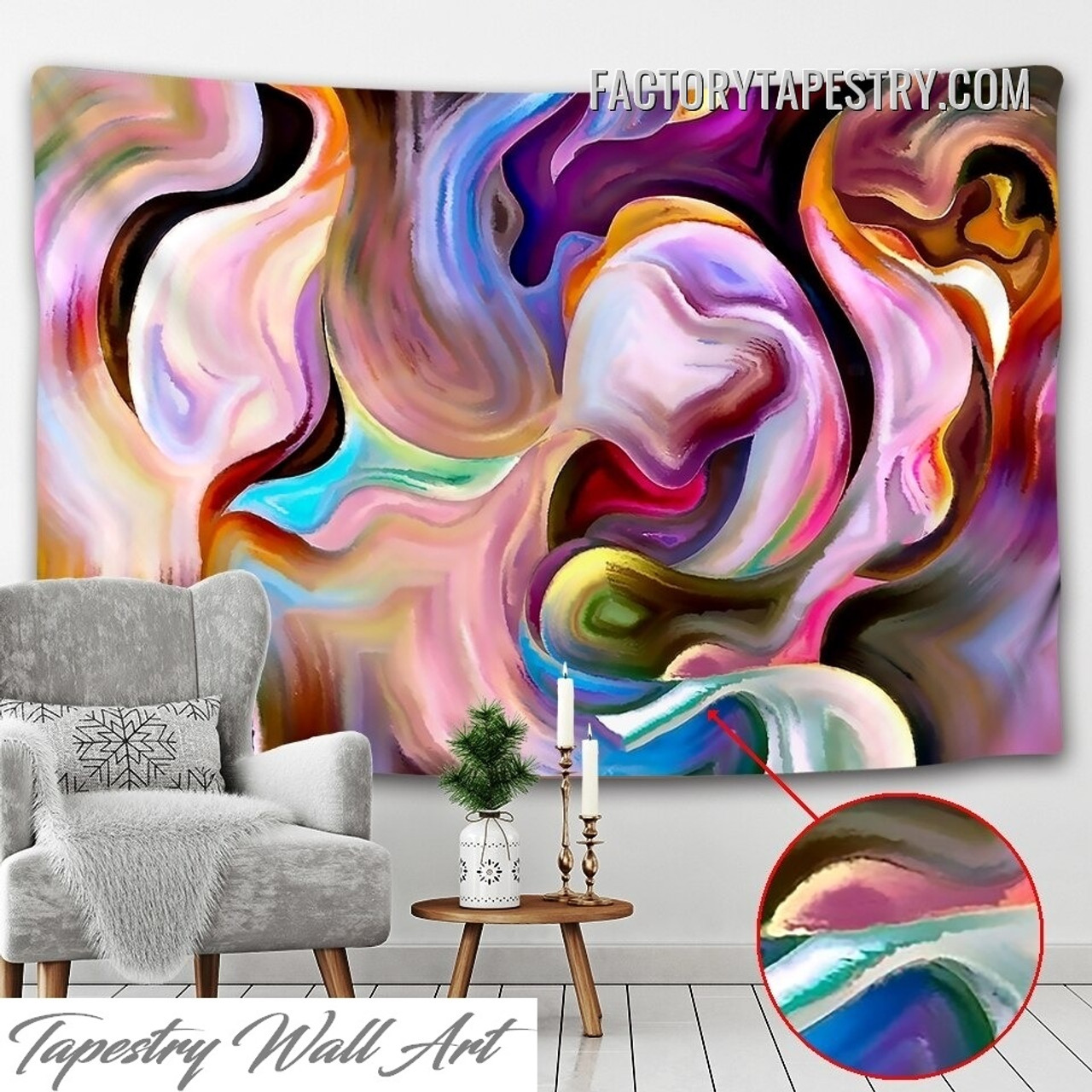Colorful Abstract Texture Psychedelic Wall Decor Tapestry for Living Room