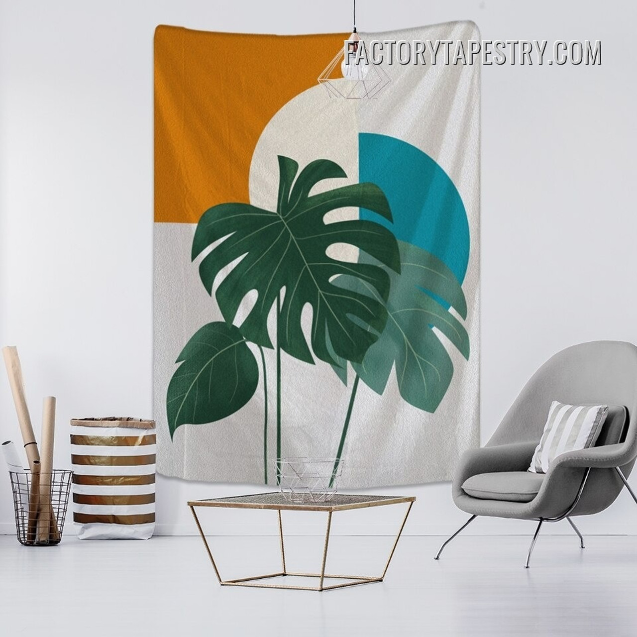 Green Leafage Botanical Nordic Morandi Wall Art Tapestry for Home Bedroom Living Room