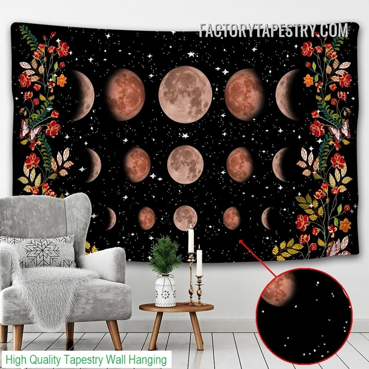 Starry Sky III Floral Psychedelic Tapestry Art