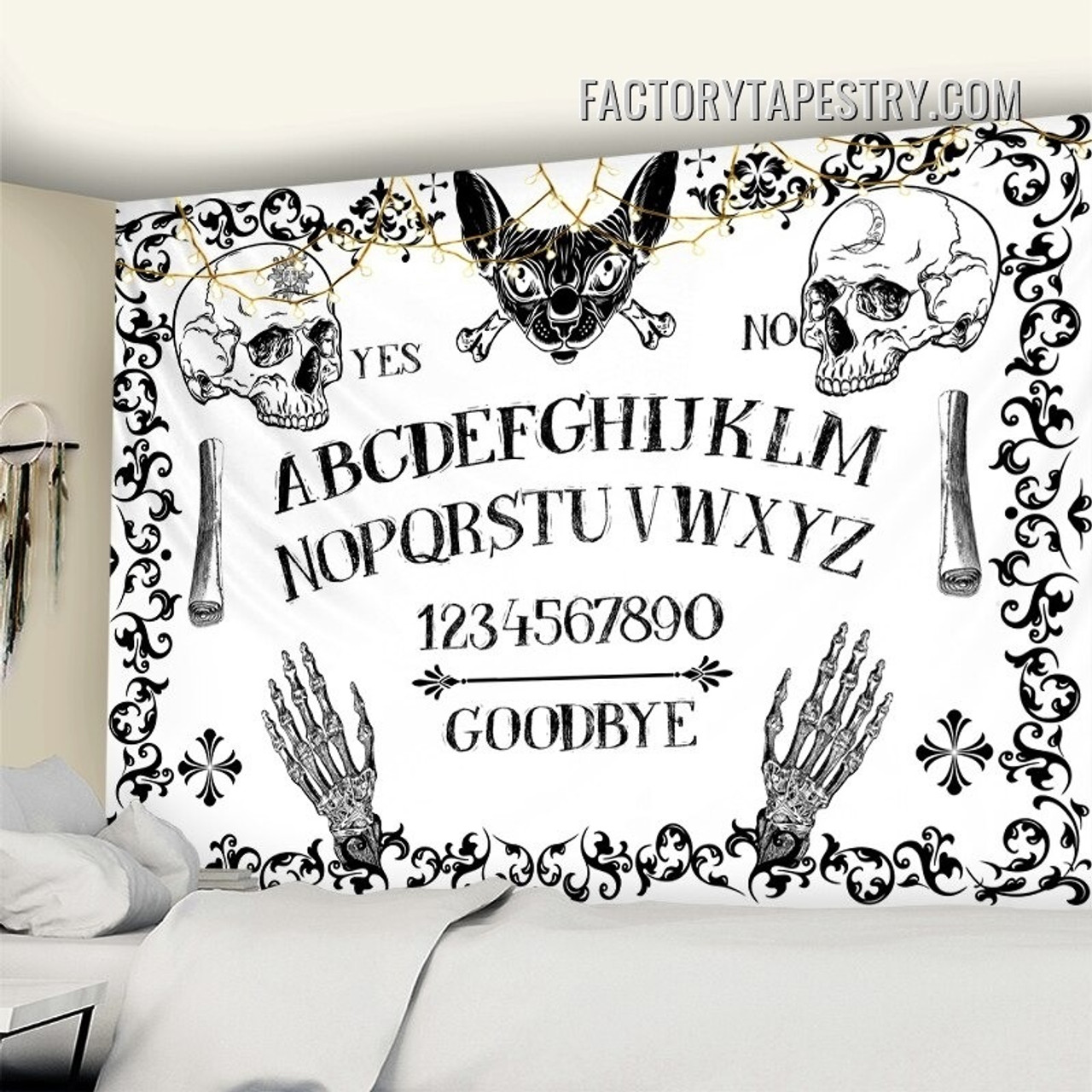 Black Cat Tapestry Bohemian Witchcraft Divination Wall Hanging Occult Tapestries for Home Decoration