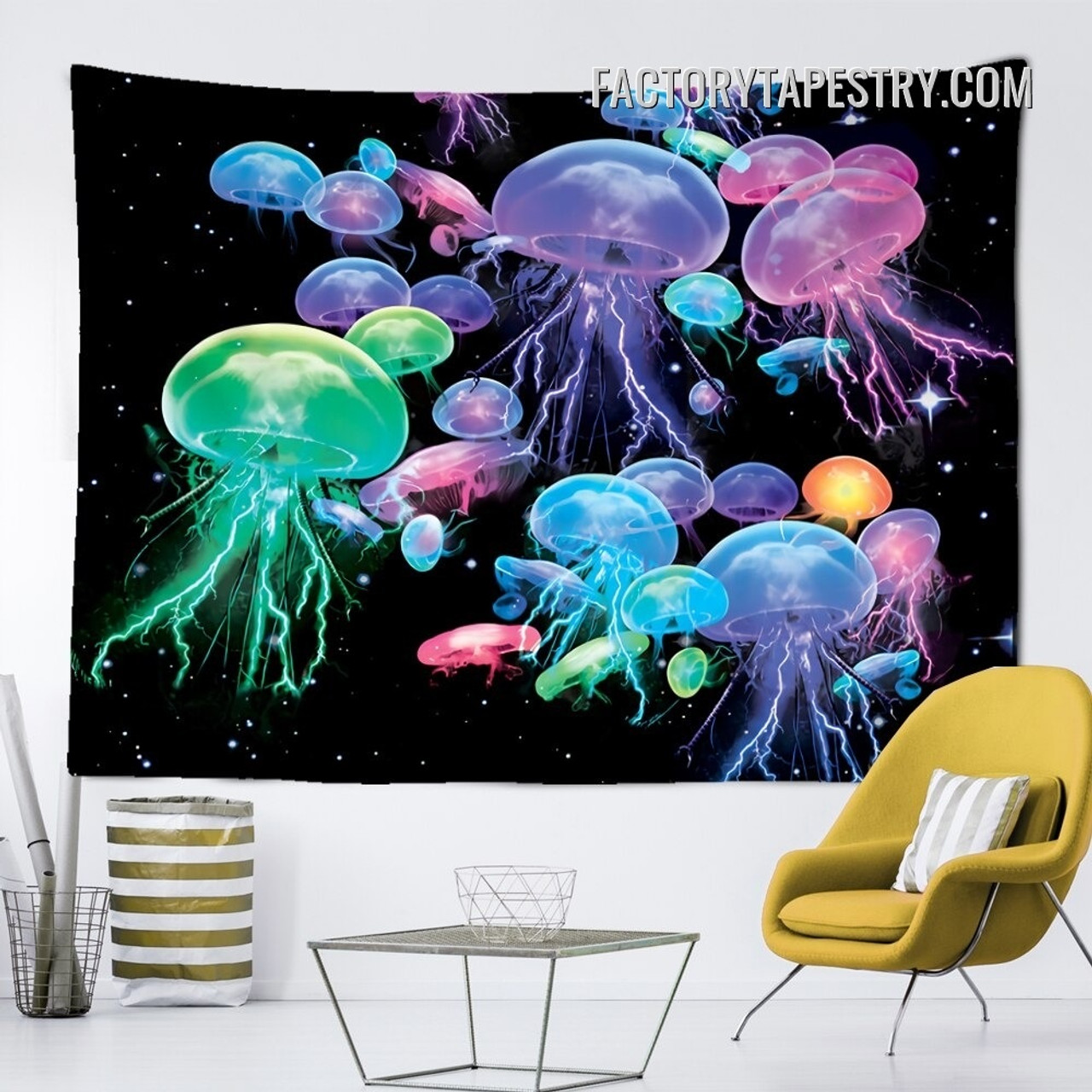 Colorful Jellyfish Tapestry Dreamy Abstract Psychedelic Wall Hanging Tapestries for Fantasy Wall Art
