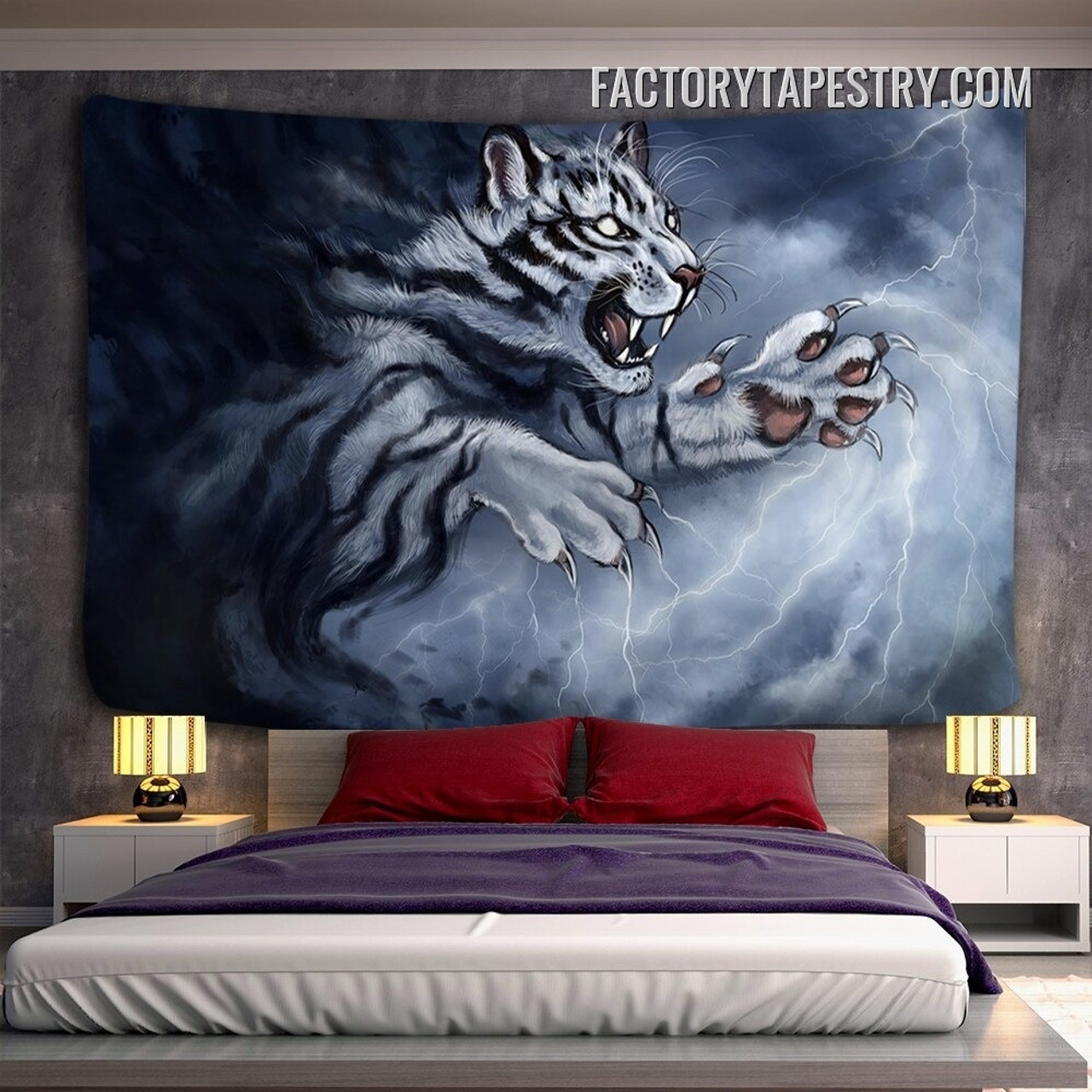 Furious Tiger Animal Modern Wall Art Tapestry for Dorm Room Décor