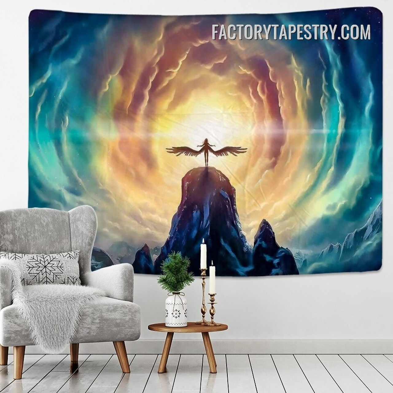 Angel Landing Mystical Fantasy Modern Hippie Wall Decor Tapestry for Bedroom Dorm Home Decoration