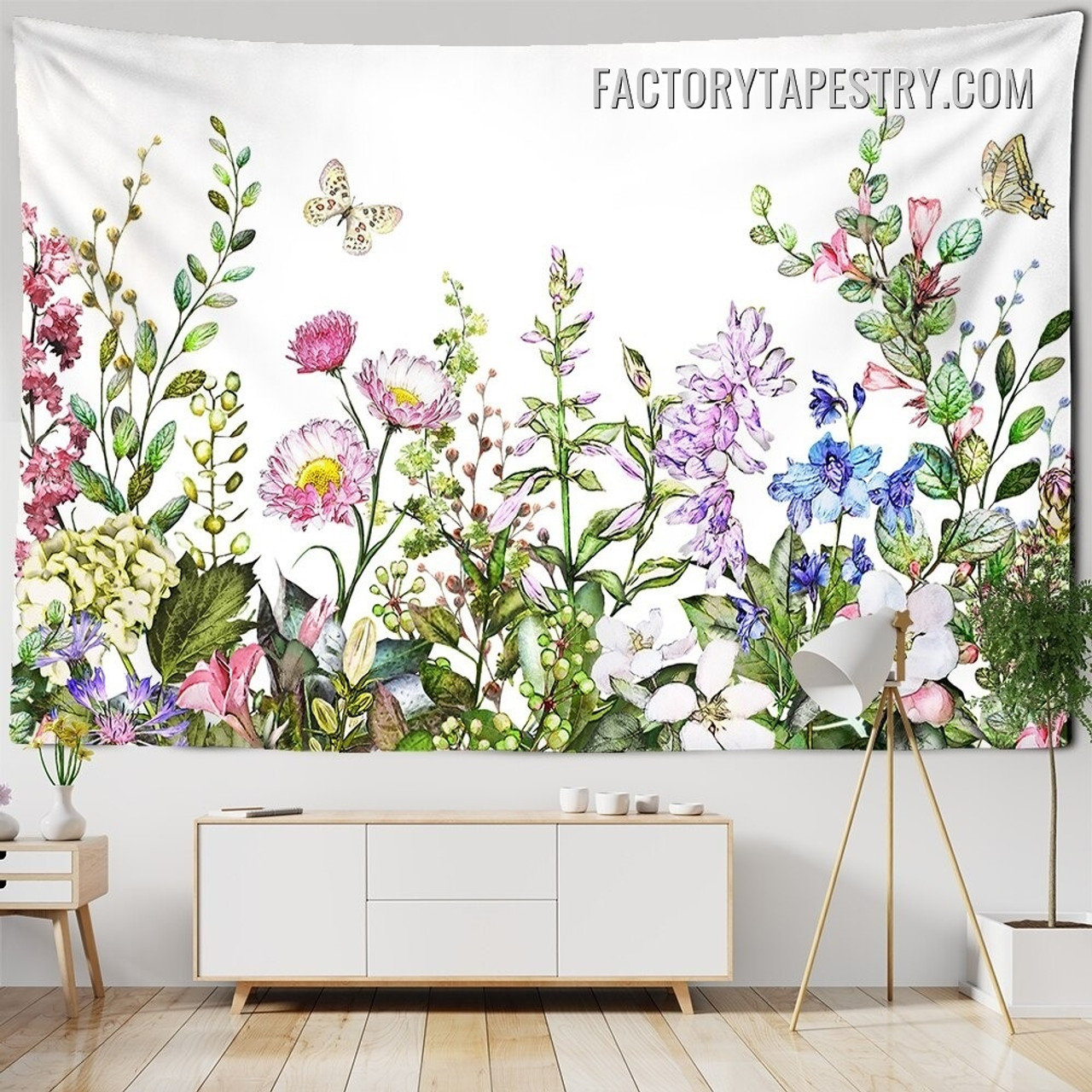 Botanical Wildflower Floral Retro Wall Hanging Tapestry for Bedroom Dorm Home Decoration