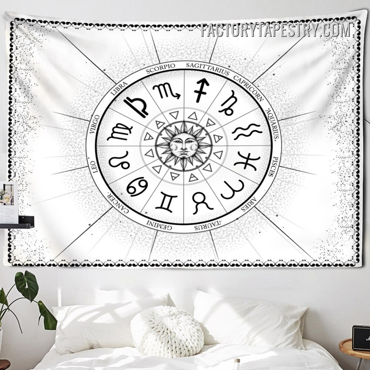 Zodiac Signs Circle Astrology Bohemian Wall Hanging Tapestry for Home Decoration
