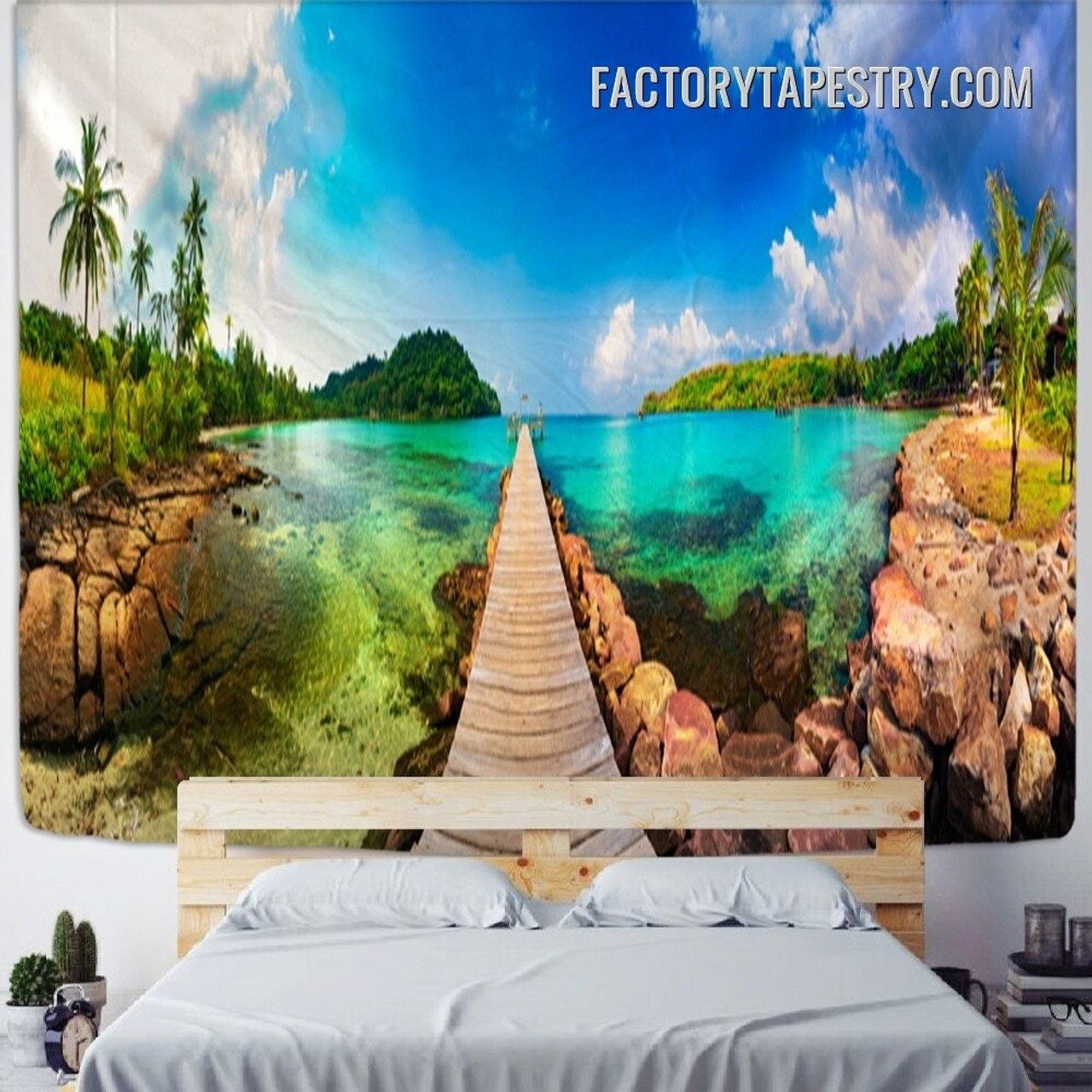 Seashore Scenery Nature Landscape Modern Wall Art Tapestry for Home Decoration