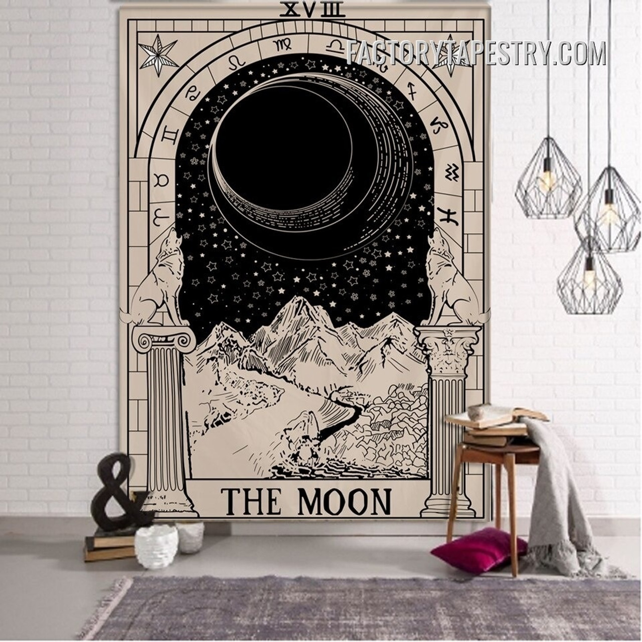 The Moon I Bohemian Tarot Wall Hanging Tapestry