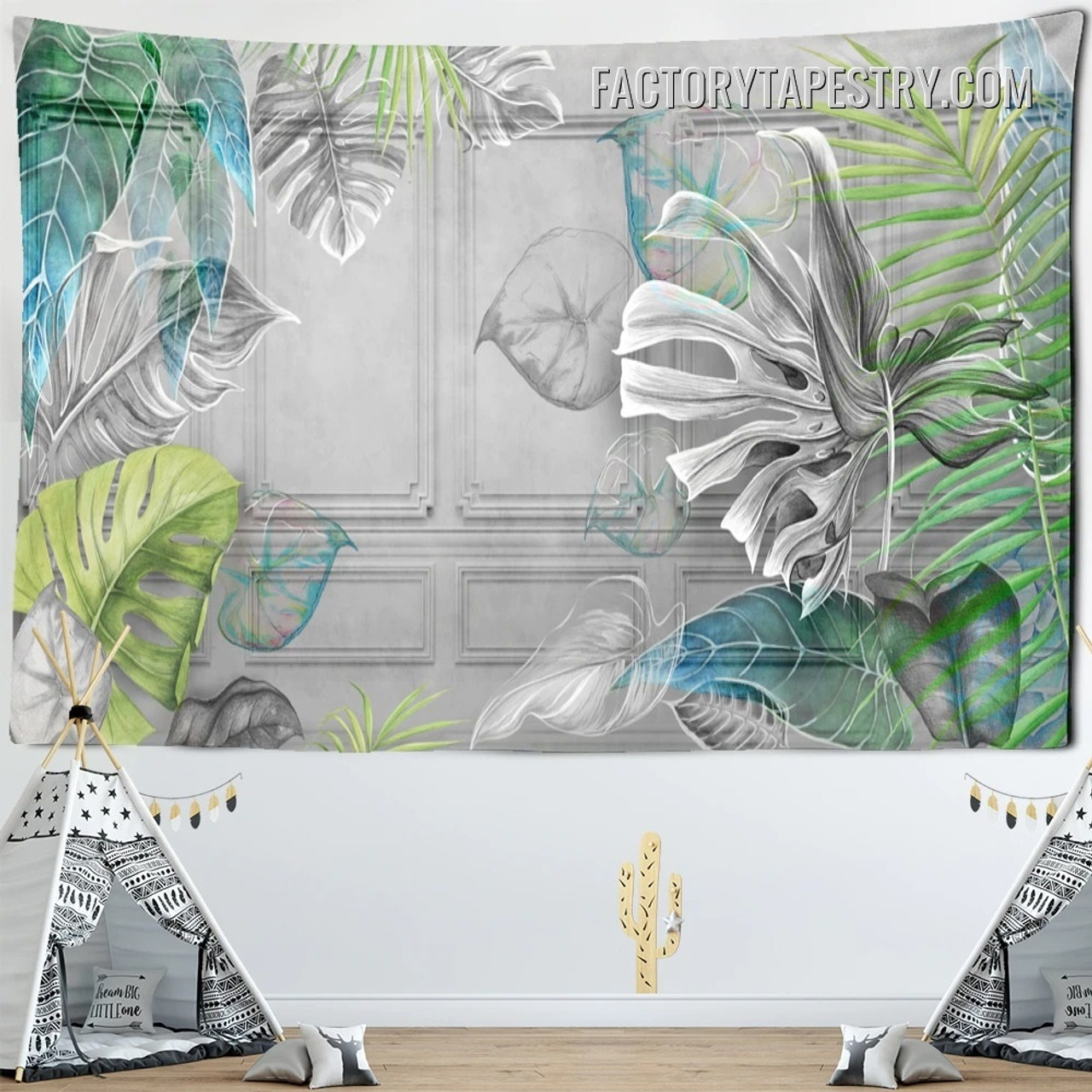 Tropical Leaves Background Botanical 3D Modern Wall Art Tapestry for Bedroom Decoration