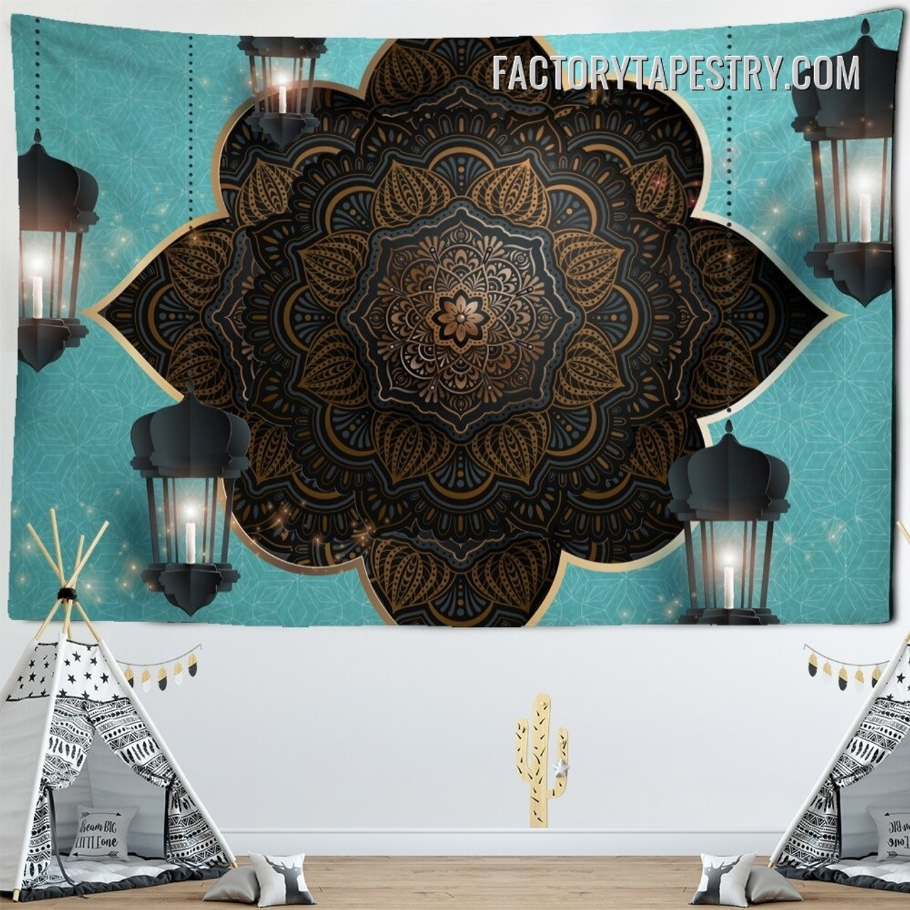 Arabesque Flower Pattern Floral Modern Wall Art Tapestry for Room Decoration