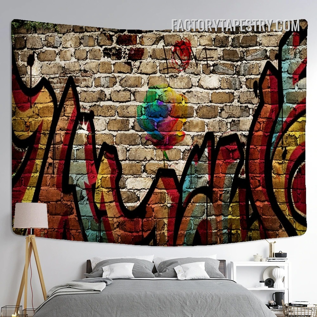 Graffiti Street Art Abstract Hippie Modern Wall Hanging Tapestry for Living Room Decoration