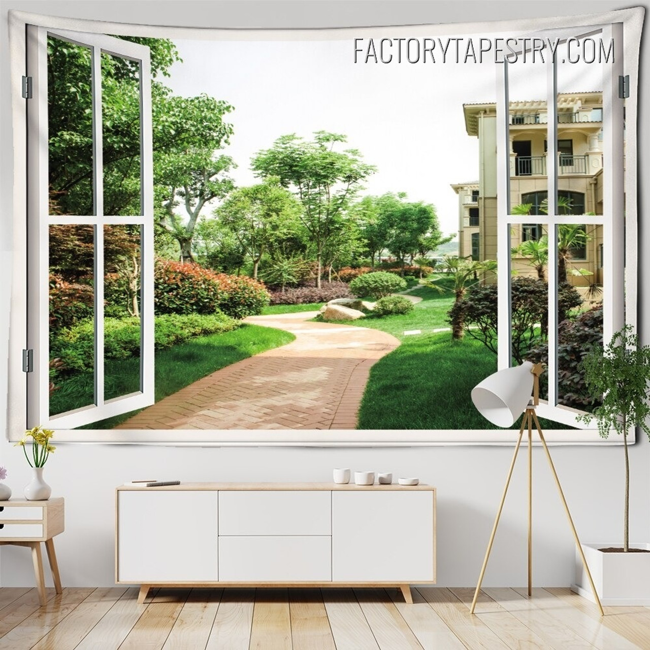 Lush Garden Nature Landscape Modern Wall Hanging Tapestry for Home Decoration