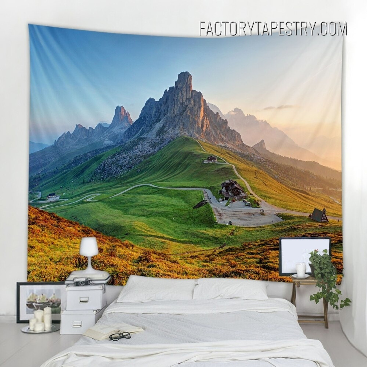 Mountain Valley Nature Landscape Modern Wall Hanging Tapestry for Home Decoration