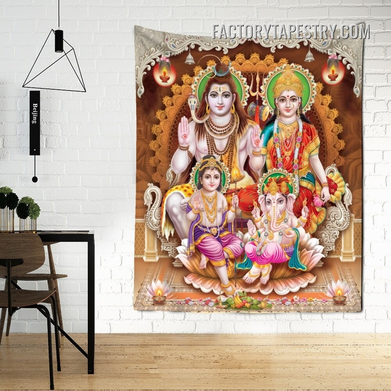 Shiva Parvati Spiritual Modern Tapestry Wall Art
