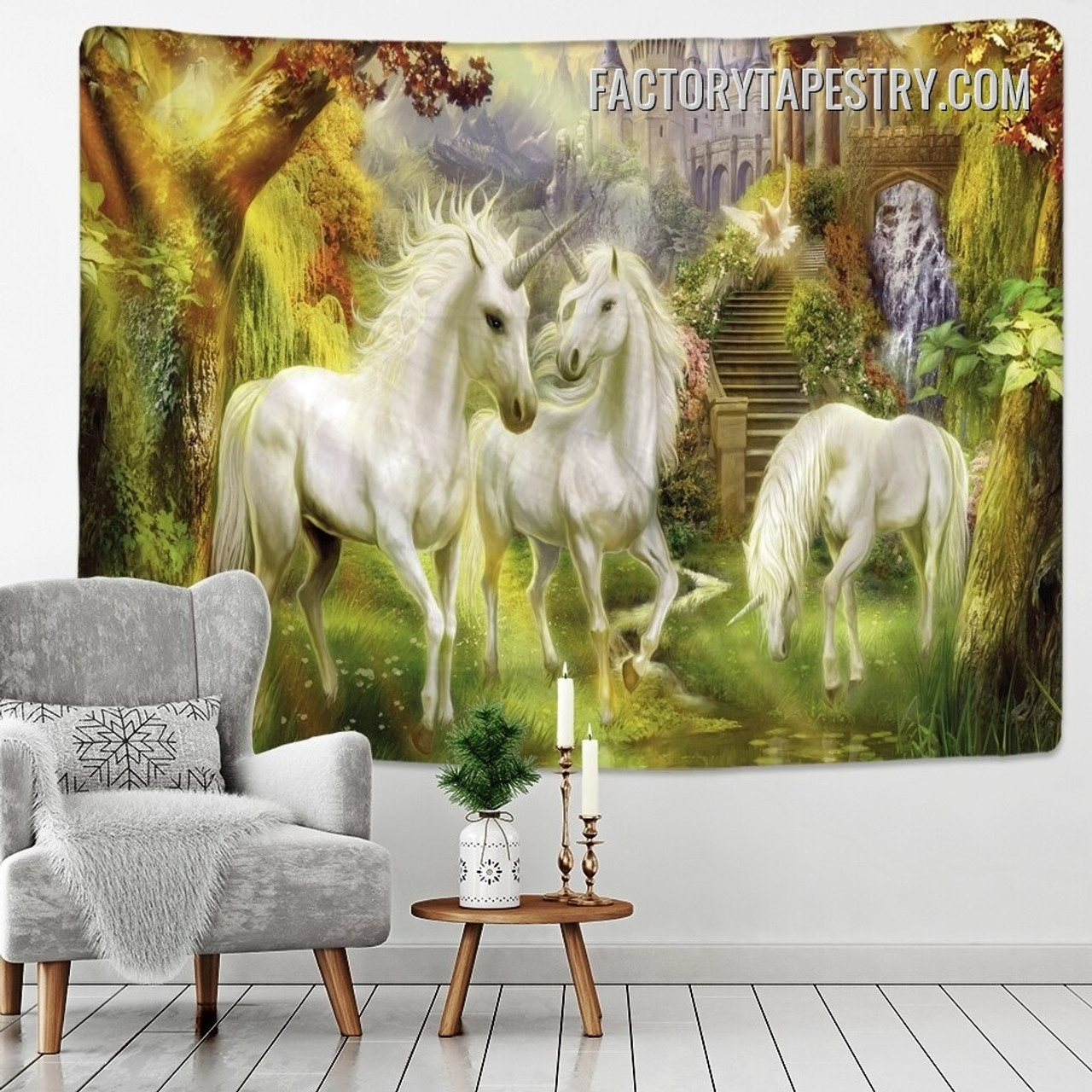 Magical Forest Fantasy Animal Landscape Wall Hanging Art