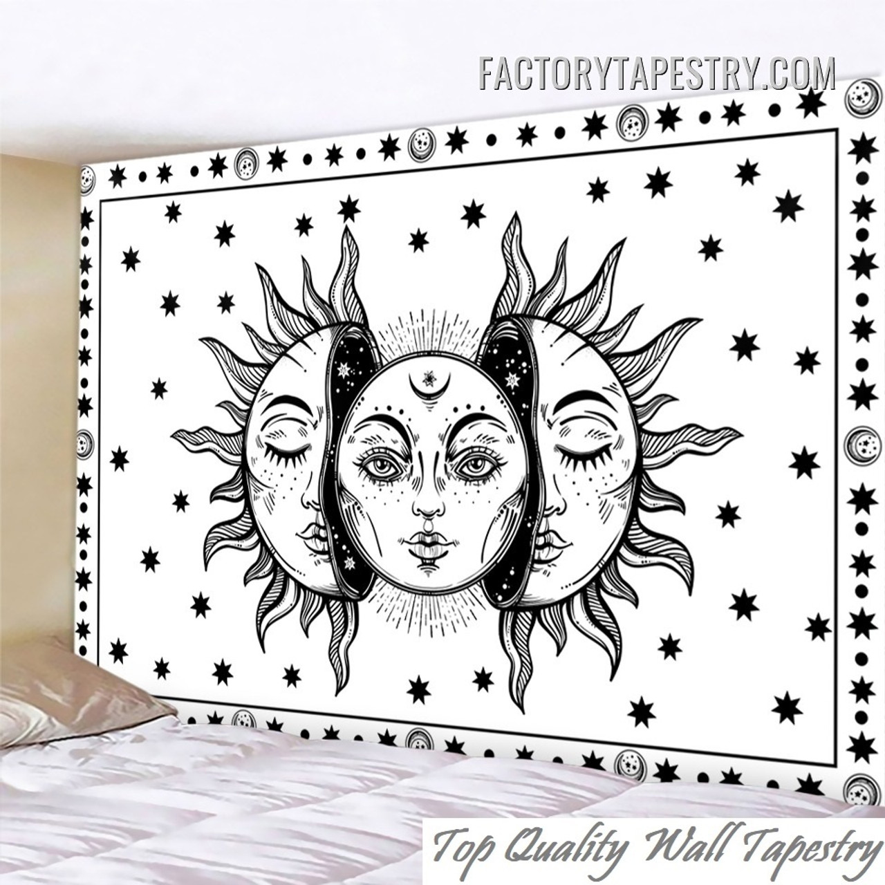 Sun & Moon I Mandala Spiritual Bohemian Wall Art Tapestry