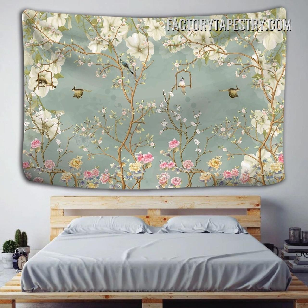 Birds and Flowers Floral Vintage Wall Decor Tapestry