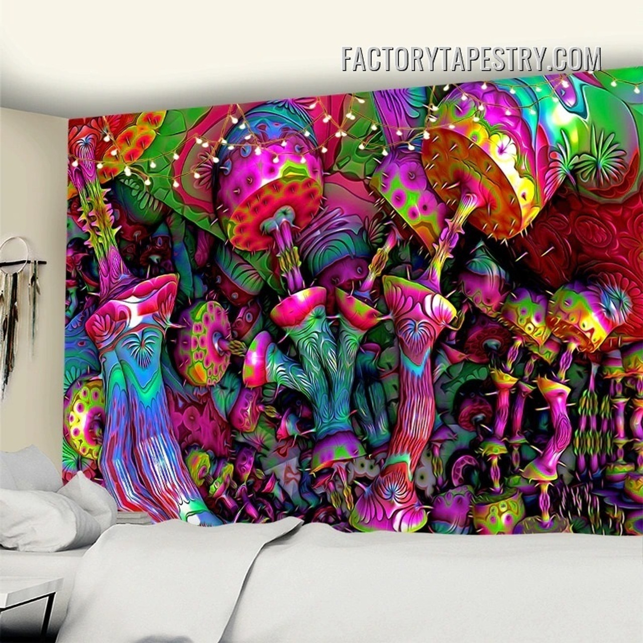 Colorful Mushrooms Fantasy Psychedelic Wall Hanging Tapestry
