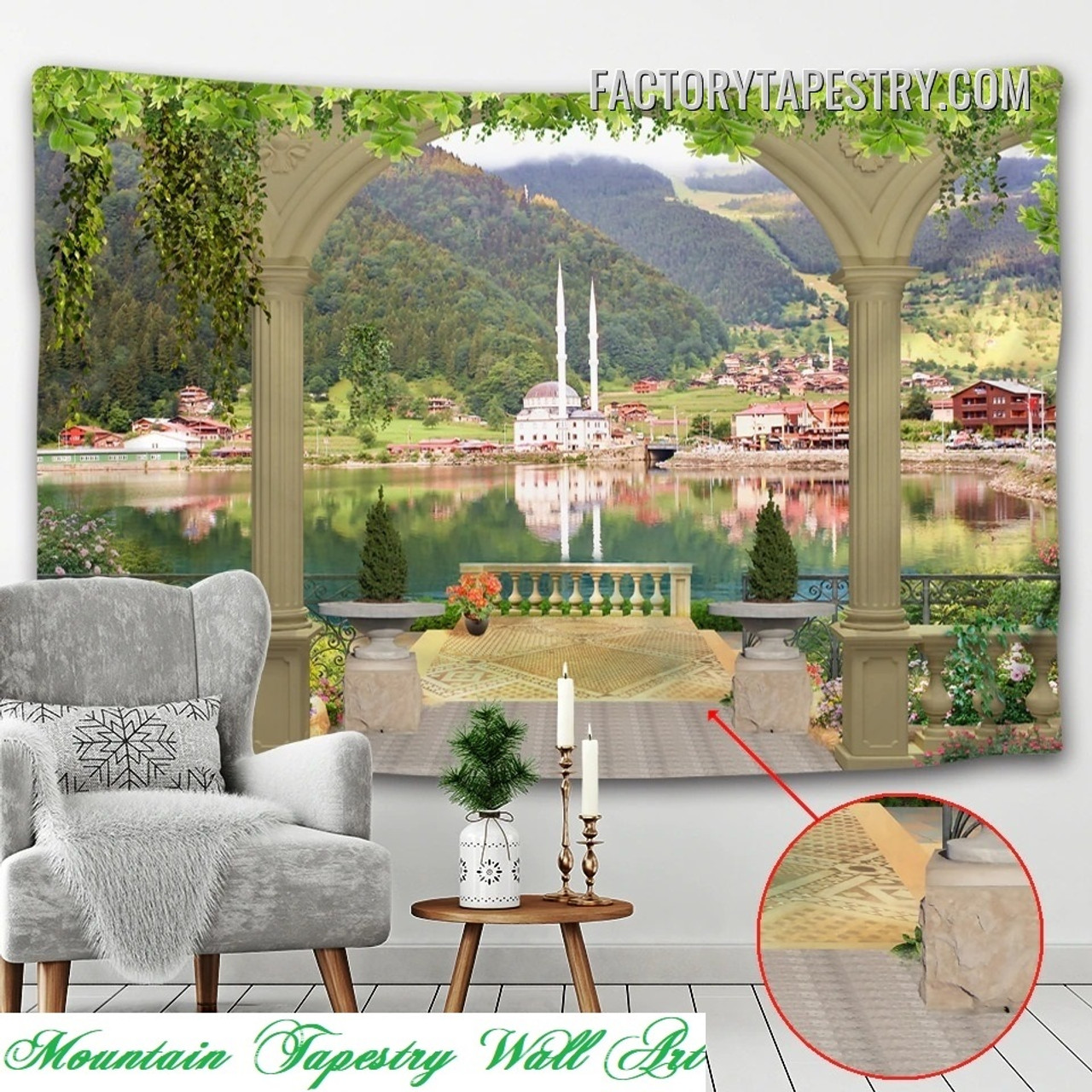 Seaside Towns Architecture Landscape Modern Wall Art Tapestry