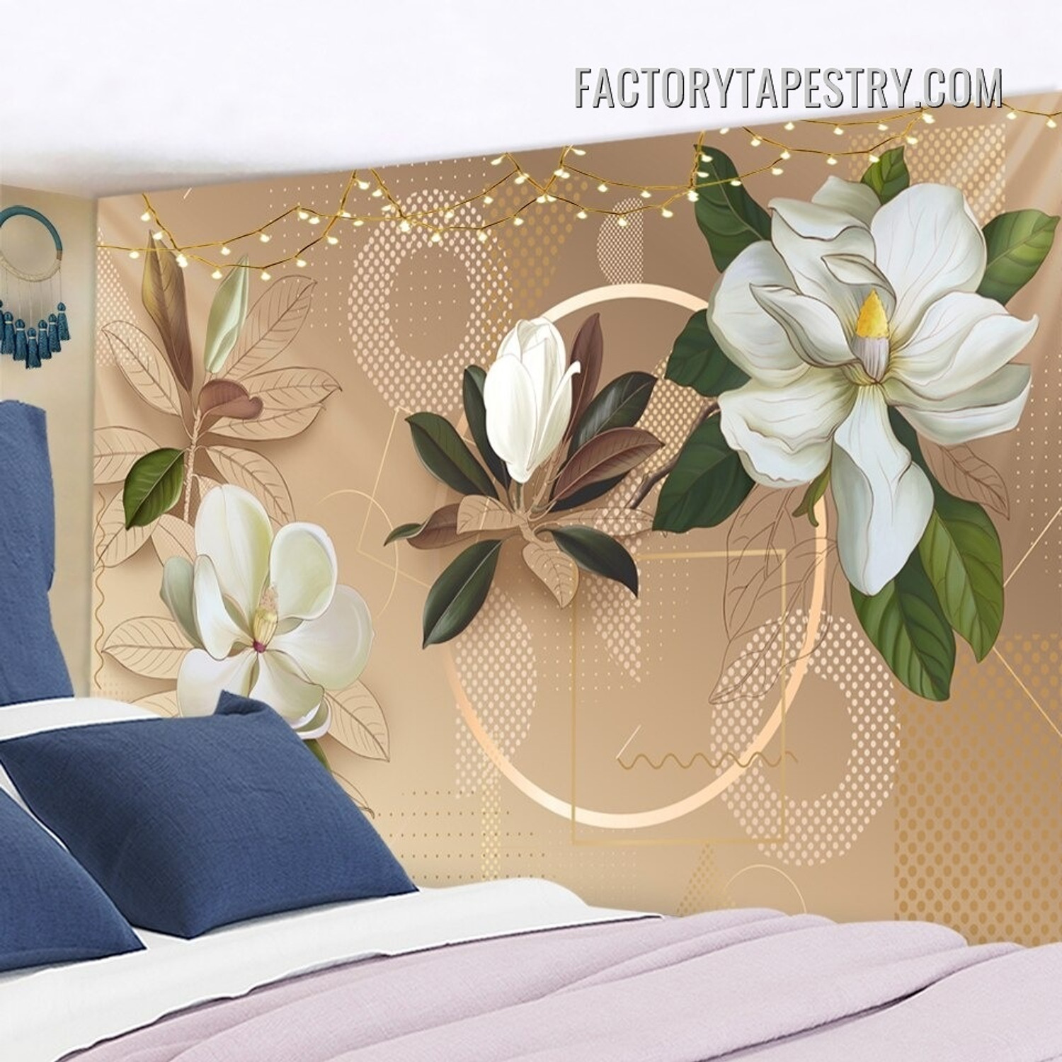 White Flowers I Floral Modern Wall Decor Tapestry White Flowers I Floral Modern Wall Decor Tapestry