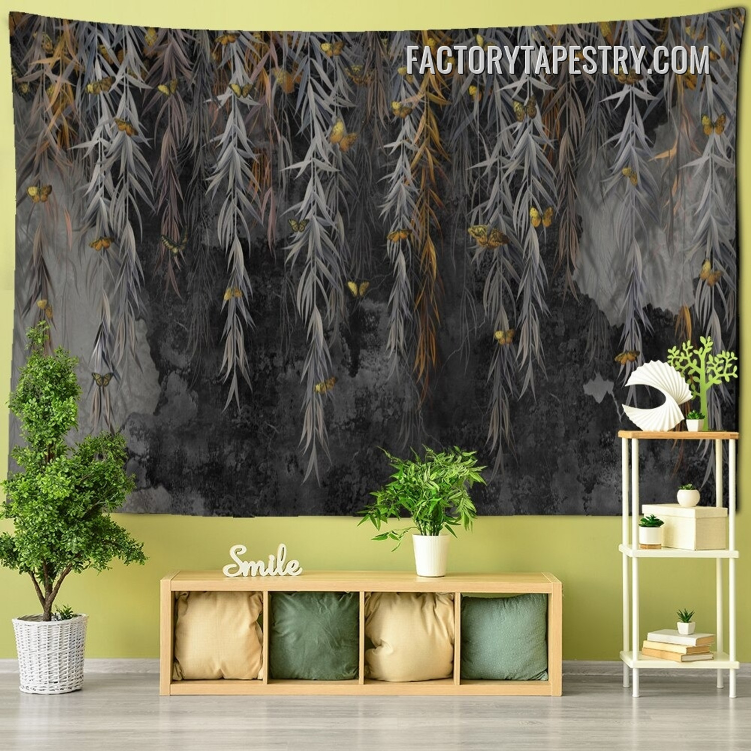 Willow Branches I Botanical Modern Wall Hanging Tapestry