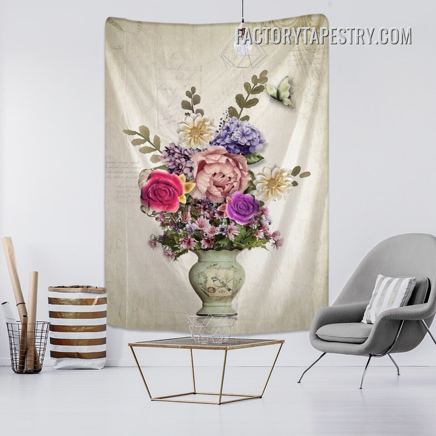 Flowerpot Floral Bohemian Wall Hanging Tapestry