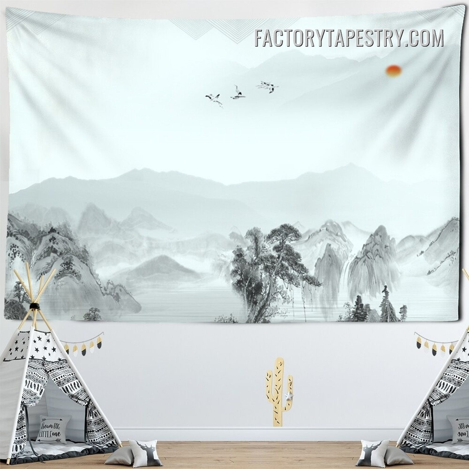 Foggy Mountains Nature Landscape Modern Wall Decor Tapestry