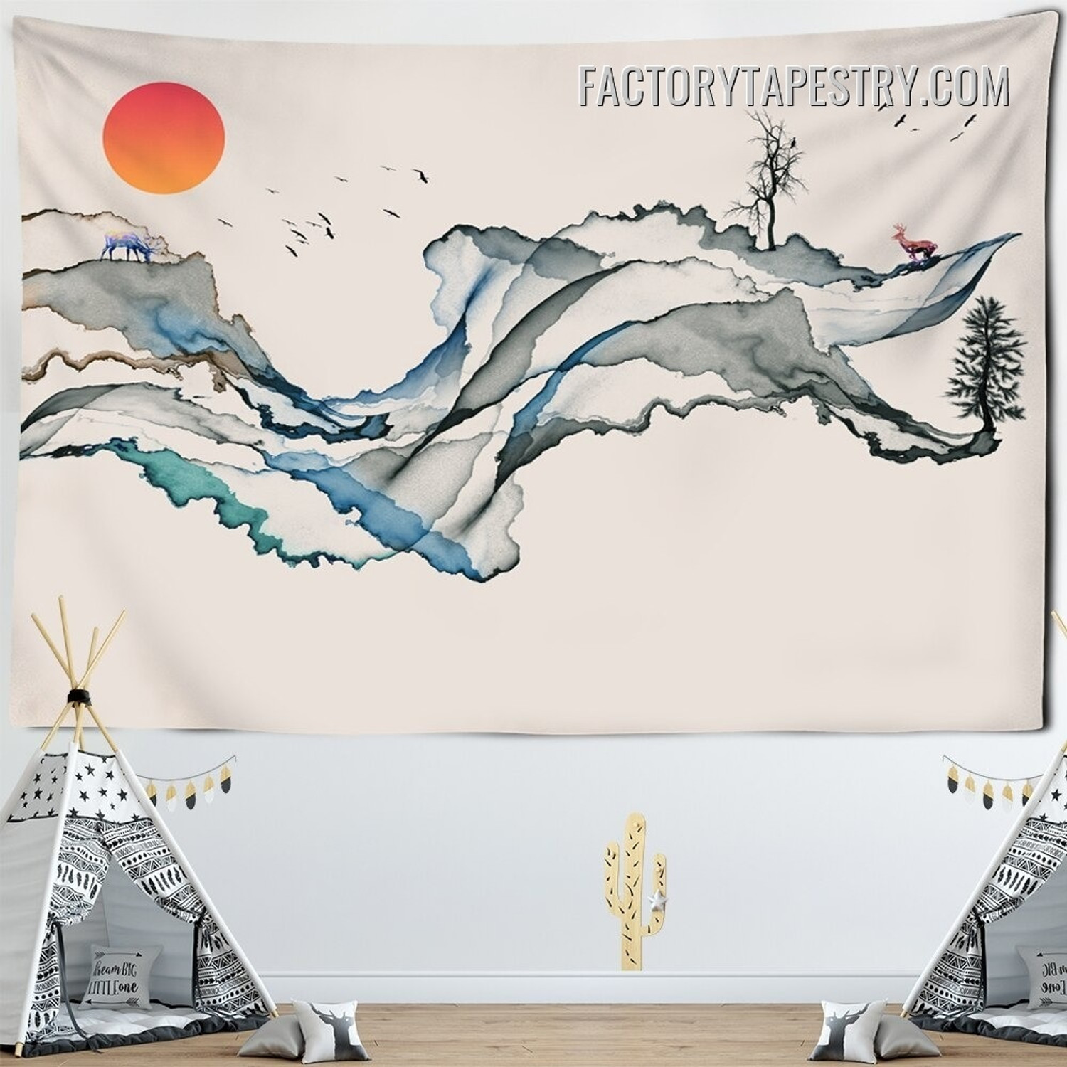 Aerial Landscape Japanese Nature Modern Wall Decor Tapestry