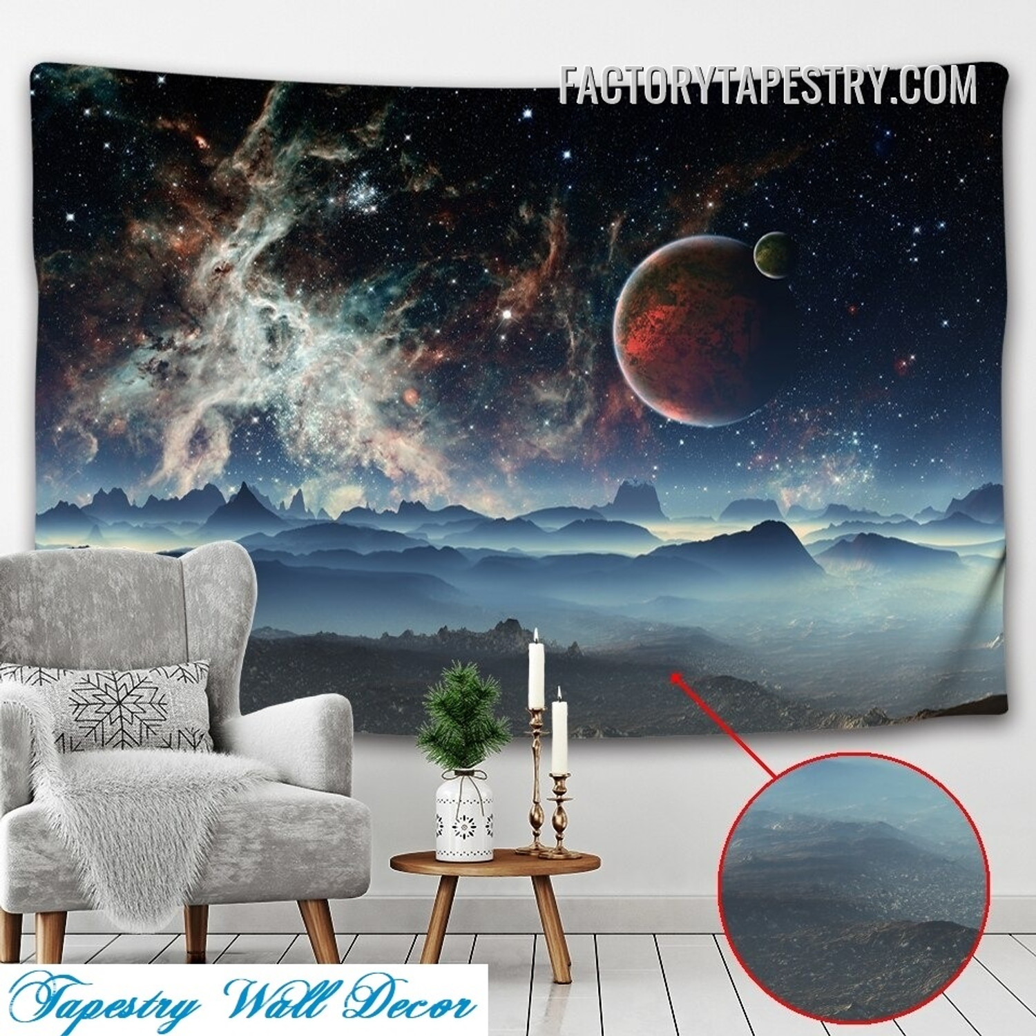 Starry Sky Landscape Cosmic Psychedelic Wall Hanging Tapestry