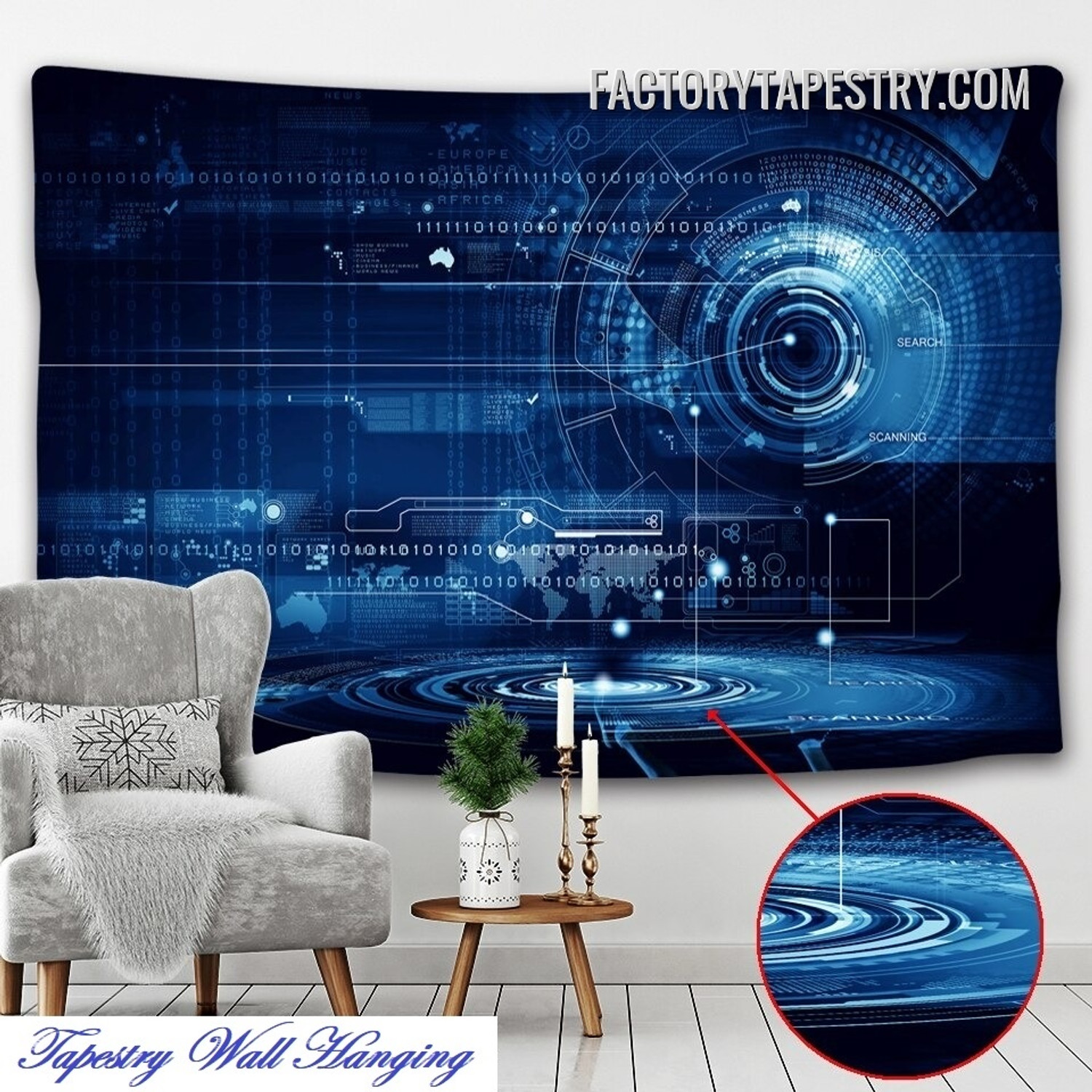 Artificial Intelligence Space Modern Wall Decor Tapestry