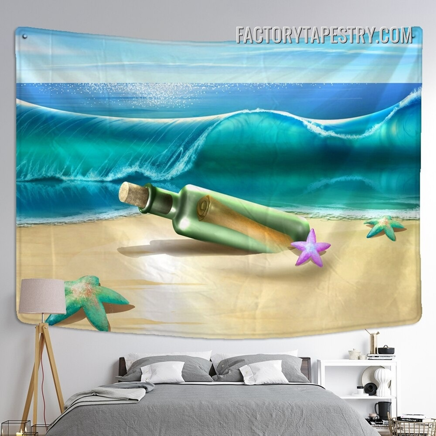 Sandy Beach Waves Nature Landscape Modern Wall Decor Tapestry