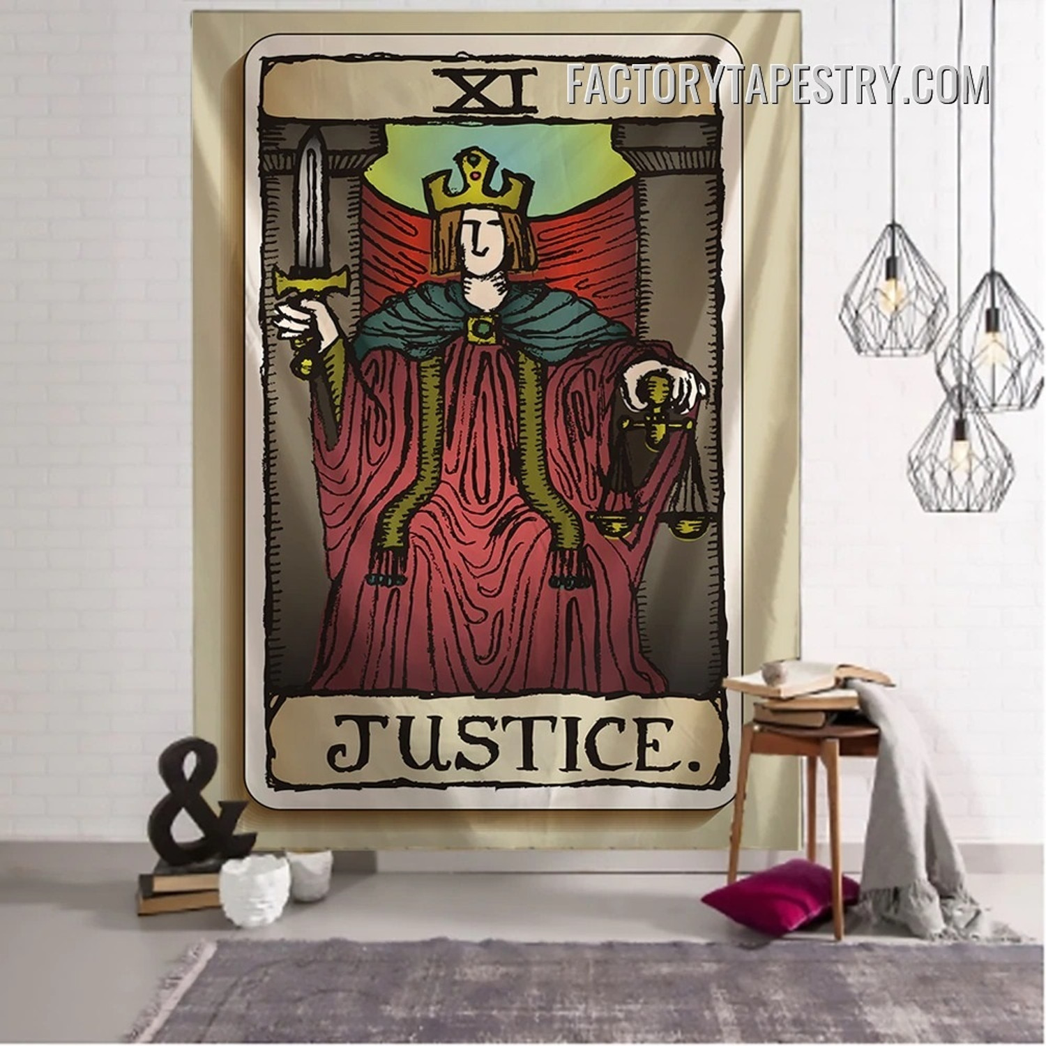 Justice III Tarot Witchcraft Bohemian Wall Hanging Tapestry