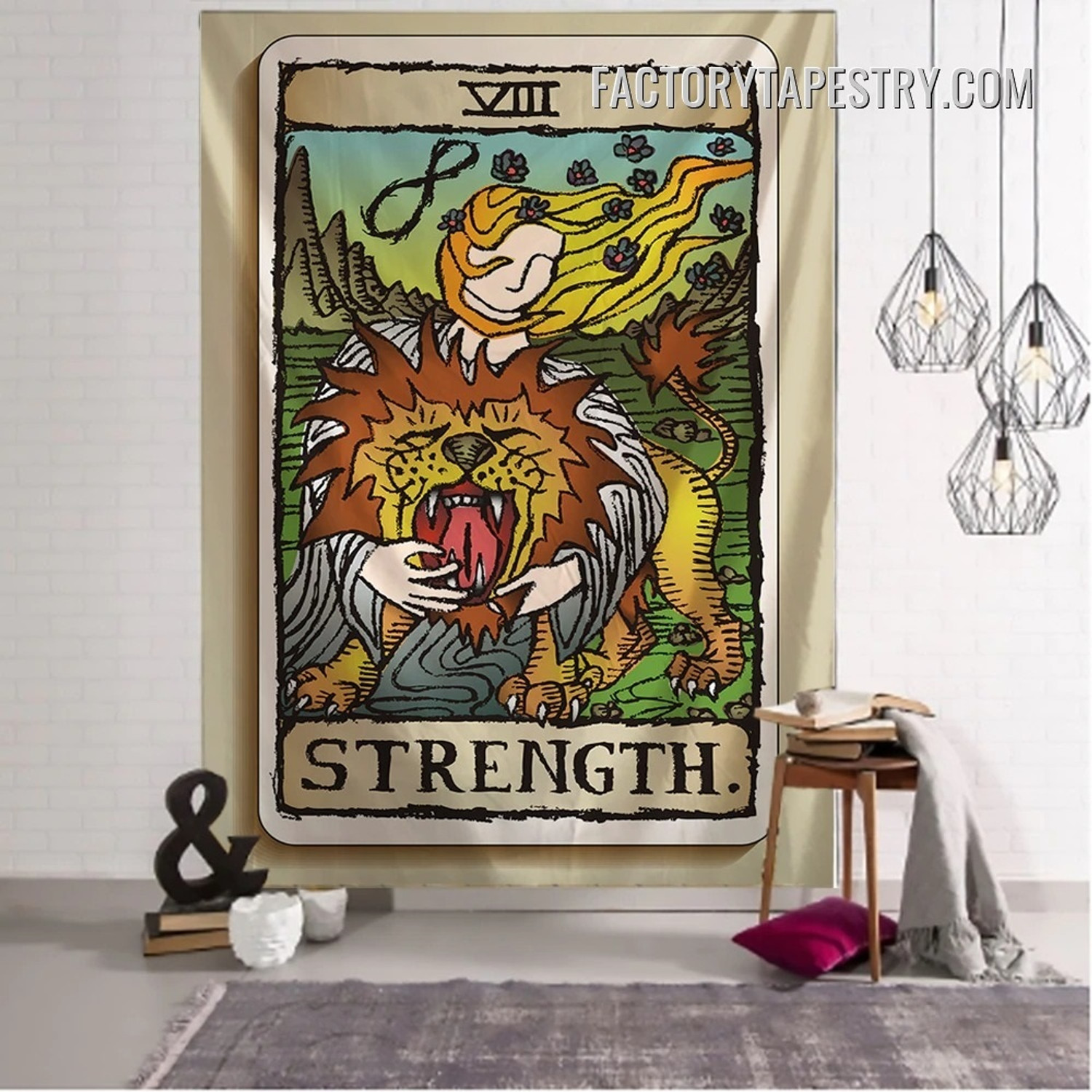 Strength I Tarot Witchcraft Bohemian Wall Art Tapestry