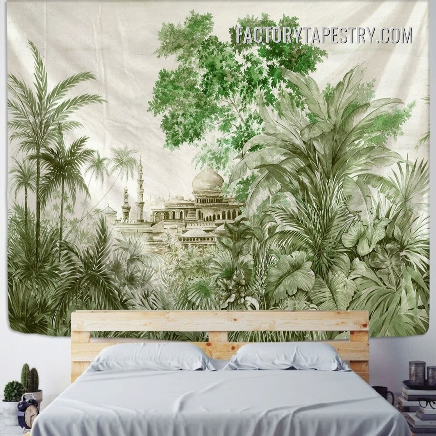 Taj Mahal I Botanical Landscape Retro Wall Hanging Tapestry