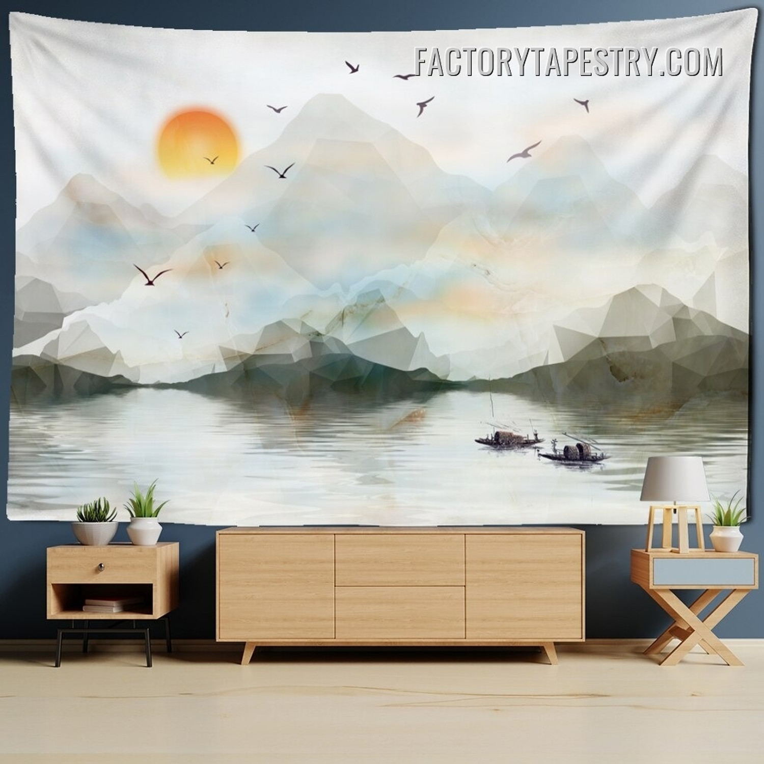 Sunrise Tapestry Nature Landscape Modern Wall Hanging