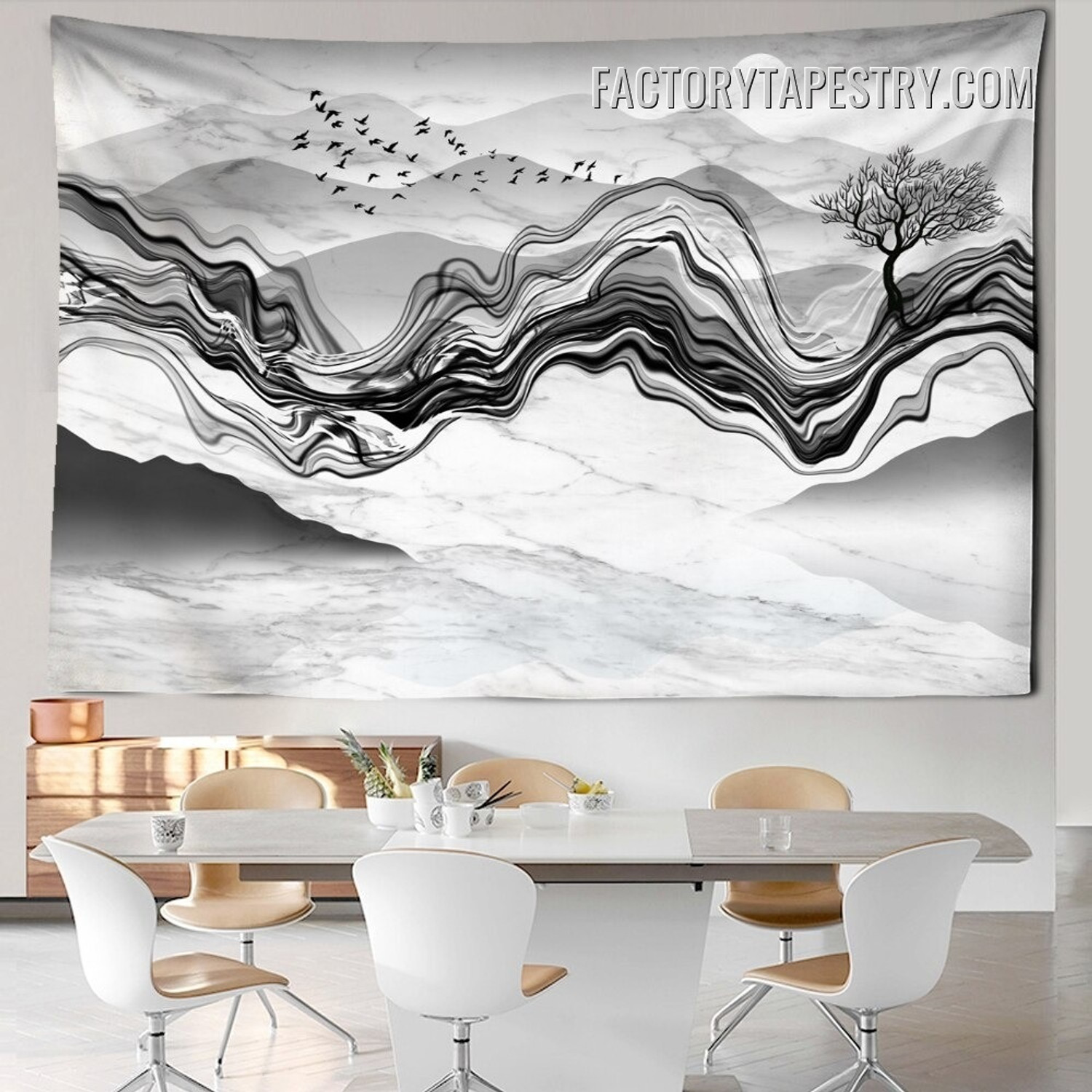 Floating Mountains I Nature Landscape Modern Wall Art Tapestry