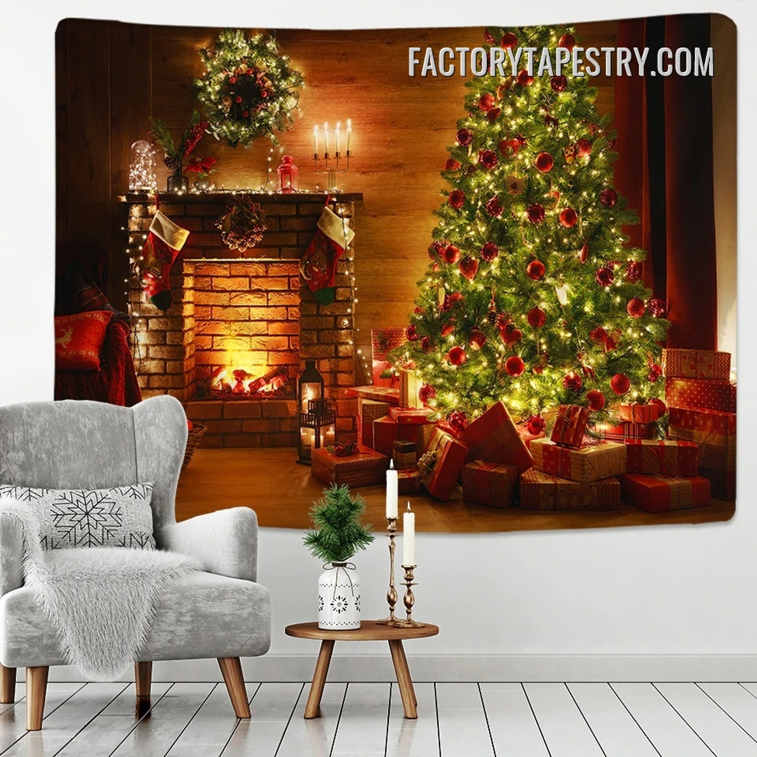 Christmas Tapestry I Occasion Modern Wall Hanging Art