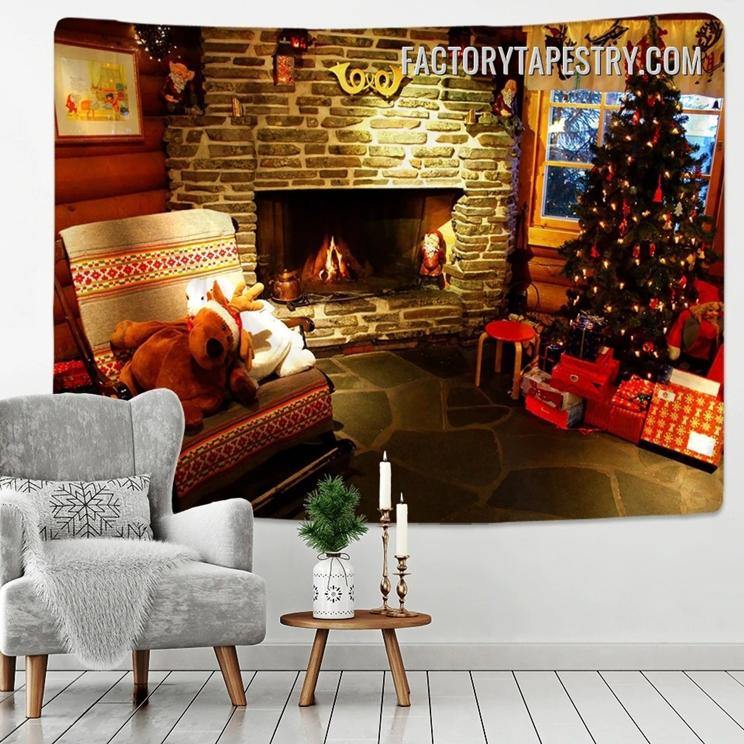 Christmas Tapestry III Occasion Modern Wall Hanging Art