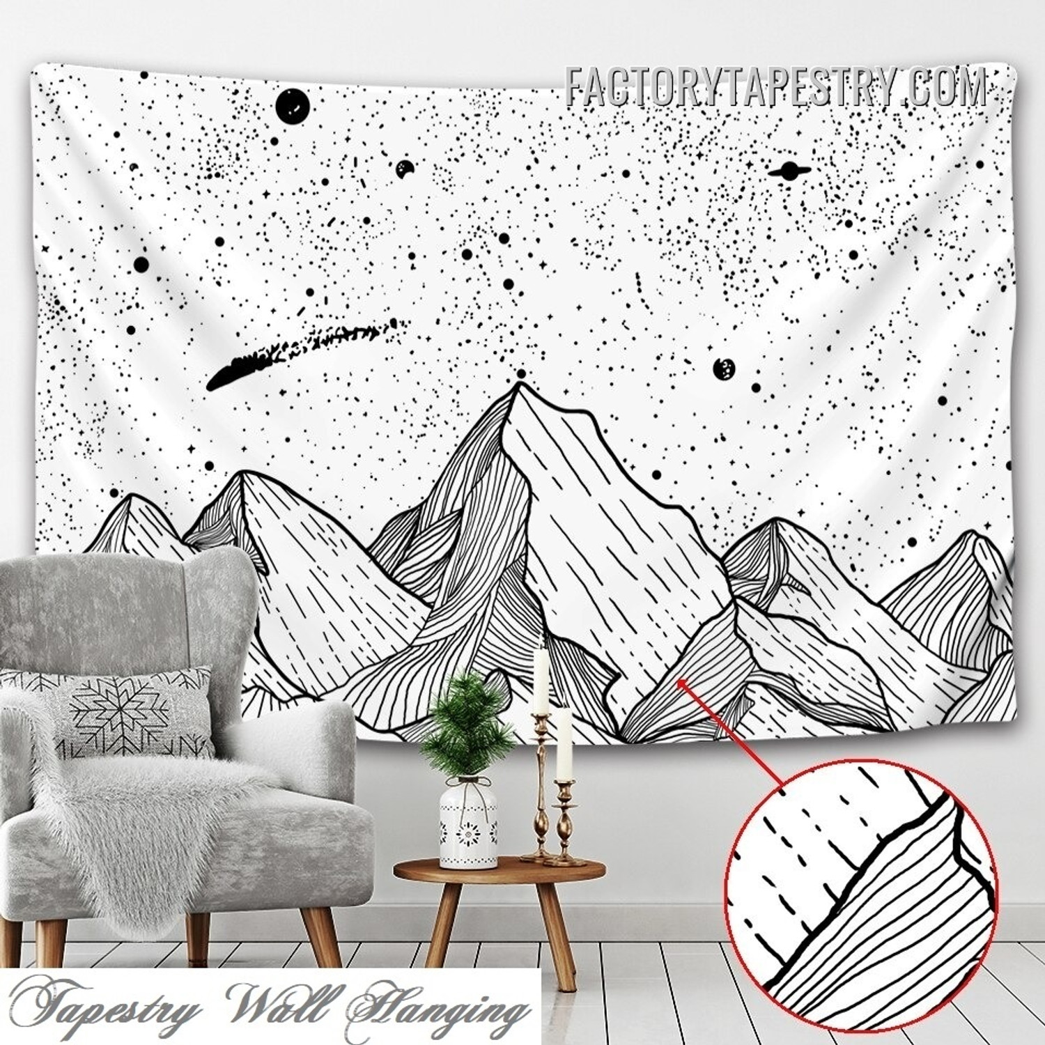 Moon Mountain I Landscape Bohemian Wall Décor Tapestry