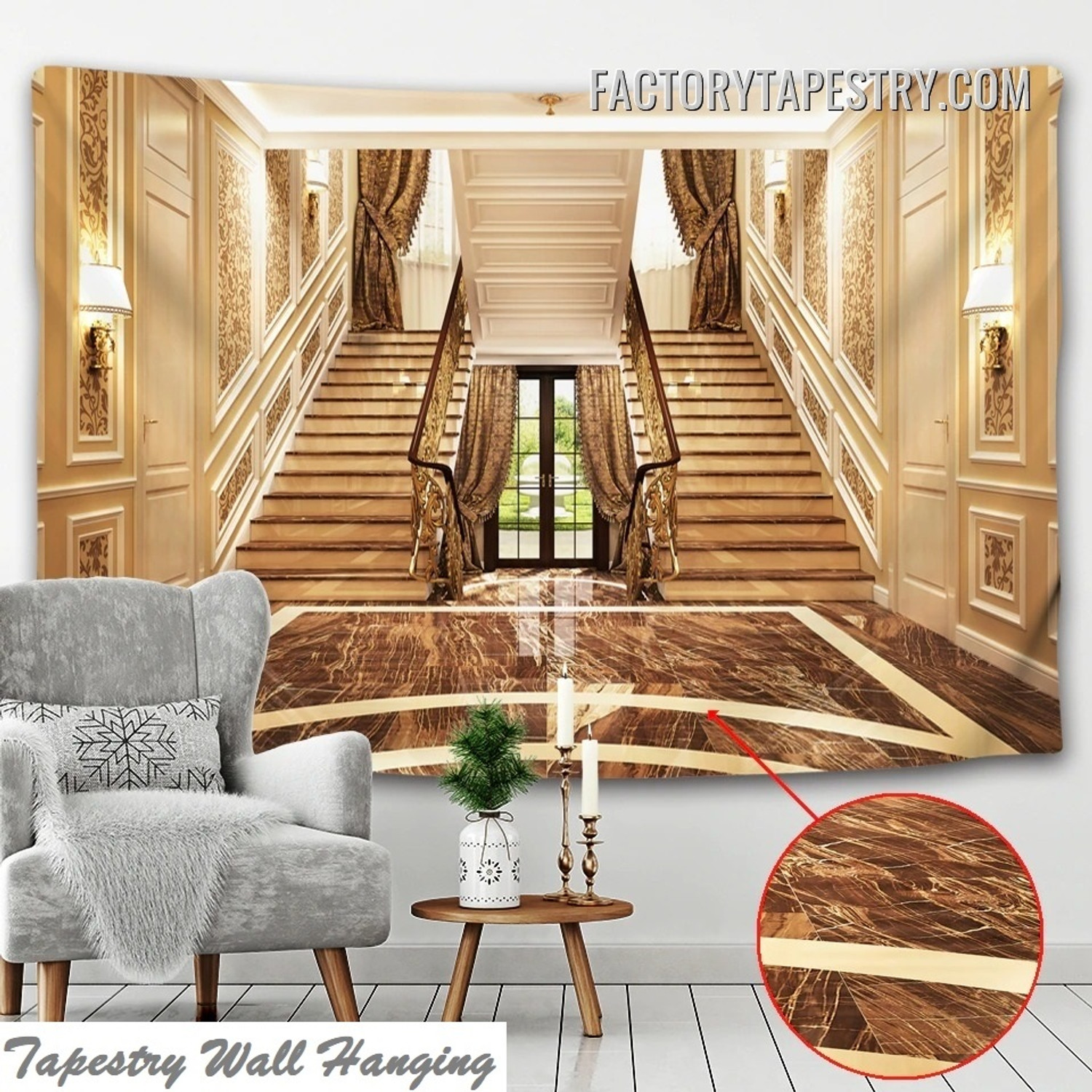 Big House Entrance Architecture Modern Wall Décor Tapestry