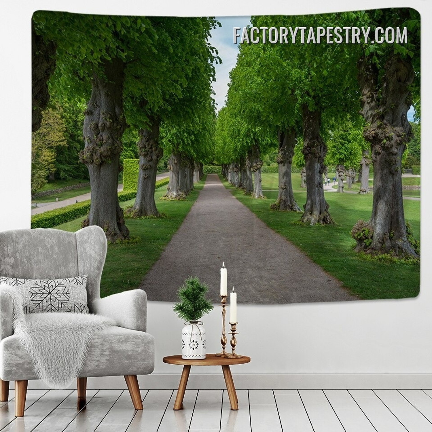 Garden Pathway Nature Landscape Modern Wall Art Tapestry