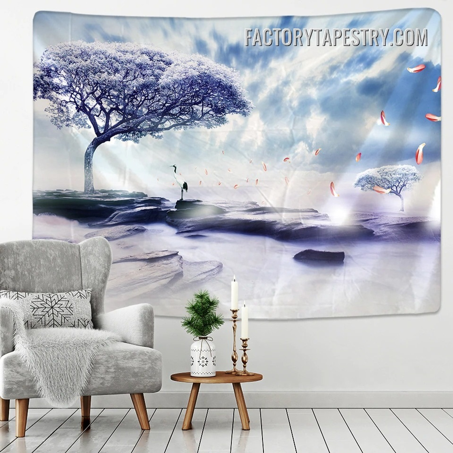 Oak Bodhi Tree Nature Landscape Modern Wall Hanging Tapestry for Room Décor