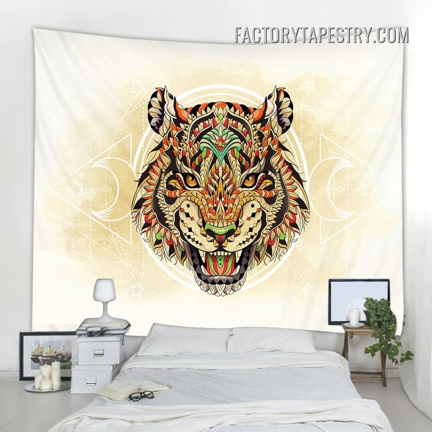 Tiger Mandala Tapestry Animal Pattern Wall Art Tapestries for Bedroom