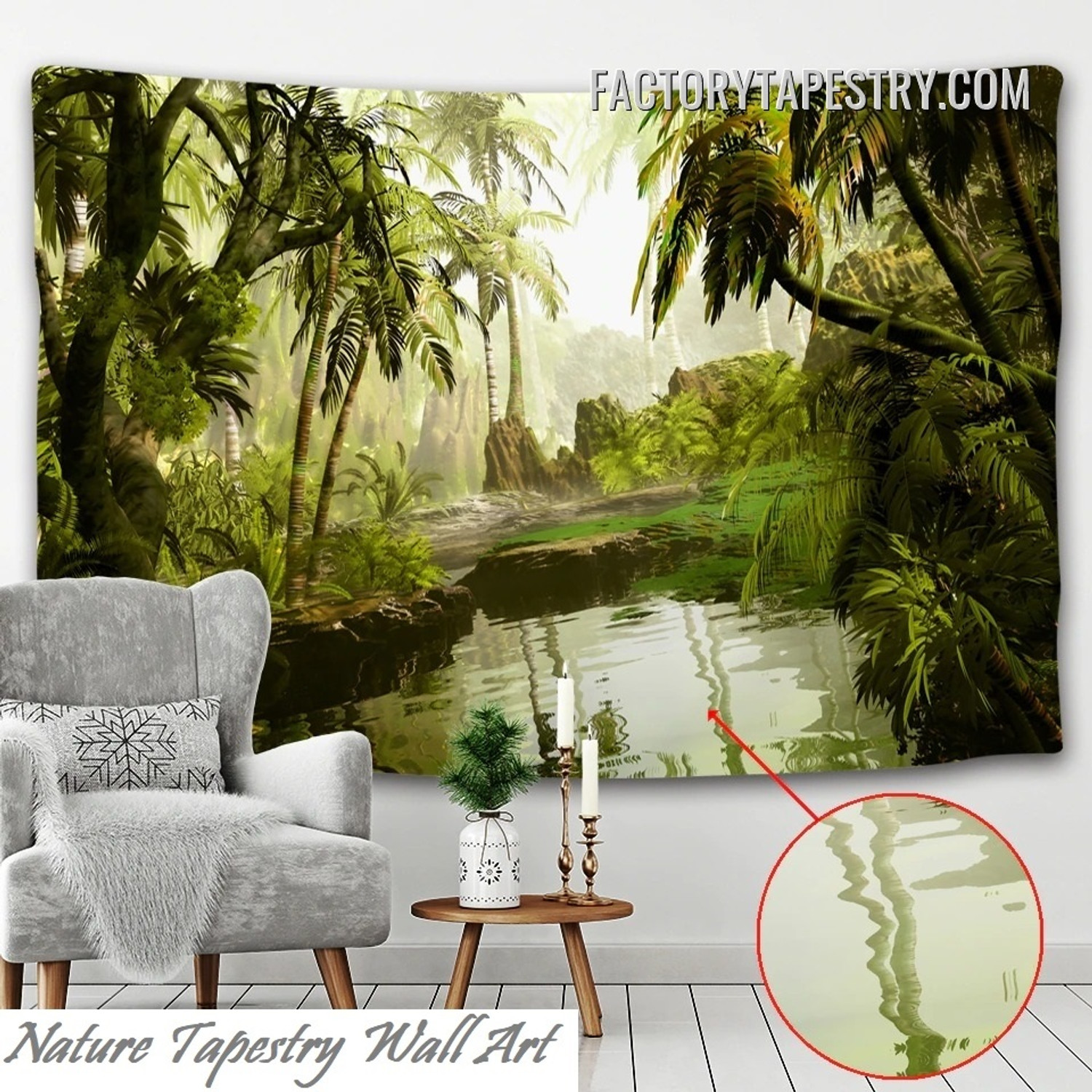 Forest Pond Nature Landscape Modern Wall Hanging Tapestry for Home Decoration