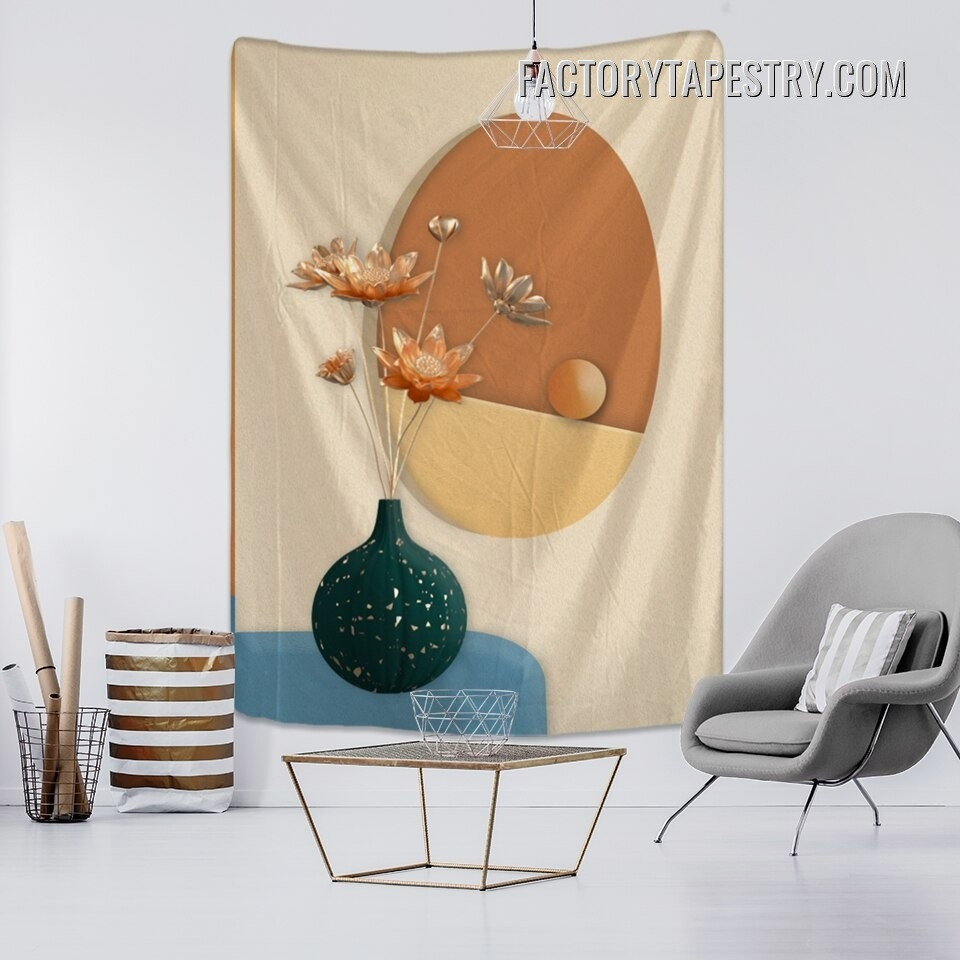 Flower Vase Floral Abstract Nordic Morandi Wall Hanging Tapestry for Bedroom